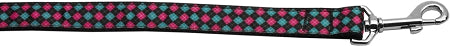 Pink And Blue Plaid Nylon Dog Leash 3-8 Inch Wide 4ft Long GreatEagleInc