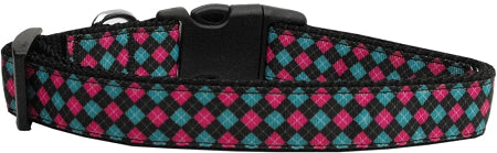 Pink And Blue Plaid Nylon Dog Collar Medium Narrow Default Title