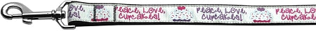 Peace Love Cupcakes Nylon Dog Leash 5-8 Inch Wide 4ft Long GreatEagleInc