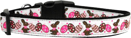 Chocolate Bunnies Nylon Dog Collar Medium Narrow GreatEagleInc