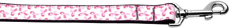 Pink Ribbons On White 1 Inch Wide 4ft Long Leash GreatEagleInc