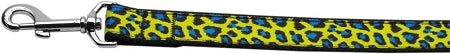 Blue And Yellow Leopard Nylon Dog Leash 3-8 Inch Wide 4ft Long GreatEagleInc