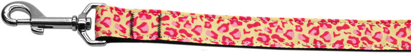 Tan And Pink Leopard Nylon Dog Leash 3-8 Inch Wide 4ft Long GreatEagleInc