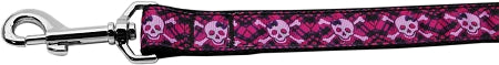 Hot Pink Plaid Skulls Nylon Dog Leash 5-8 Inch Wide 4ft Long GreatEagleInc