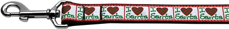 I Heart Santa Nylon Dog Leash 3-8 Inch Wide 4ft Long GreatEagleInc