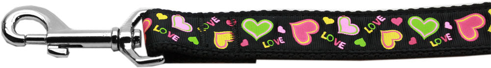 Neon Love Nylon Dog Leash 3-8 Inch Wide 4ft Long GreatEagleInc