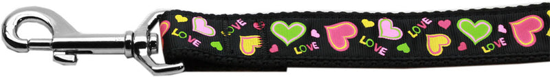 Neon Love Nylon Dog Leash 3-8 Inch Wide 6ft Long GreatEagleInc