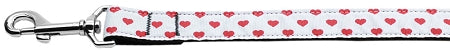 White And Red Dotty Hearts Nylon Dog Leash 3-8 Inch Wide 4ft Long GreatEagleInc