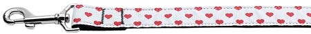 White And Red Dotty Hearts Nylon Dog Leash 3-8 Inch Wide 6ft Long GreatEagleInc