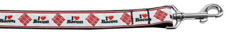 I Love Bacon Nylon Dog Leash 3-8 Inch Wide 4ft Long GreatEagleInc