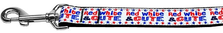 Red, White, And Cute! Nylon Dog Leash 3-8 Inch Wide 6ft Long GreatEagleInc