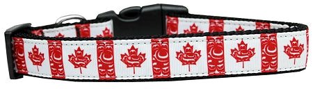 Canadian Flag In Swirls Nylon Dog Collar Medium Narrow GreatEagleInc