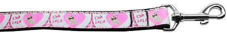 Oh La La Paris Nylon Dog Leash 3-8 Inch Wide 4ft Long GreatEagleInc