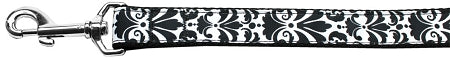 Damask Black Nylon Dog Leash 3-8 Inch Wide 4ft Long GreatEagleInc