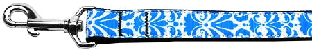 Damask Blue Nylon Dog Leash 3-8 Inch Wide 4ft Long GreatEagleInc