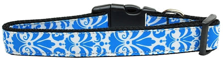 Damask Blue Nylon Dog Collar Xs GreatEagleInc