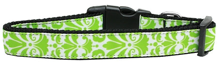 Damask Lime Green Nylon Cat Collar GreatEagleInc