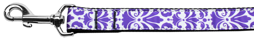 Damask Purple Nylon Dog Leash 3/8 Inch Wide 4ft Long Default Title