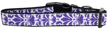 Damask Purple Nylon Dog Collar Sm Default Title