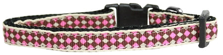 Pink Checkers Nylon Collar Cat Safety GreatEagleInc