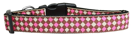 Pink Checkers Nylon Dog Collar Large GreatEagleInc