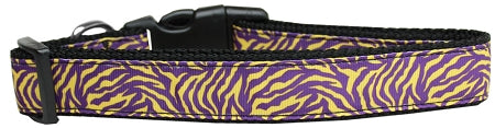 Purple And Yellow Tiger Stripes Nylon Dog Collar Medium Narrow GreatEagleInc