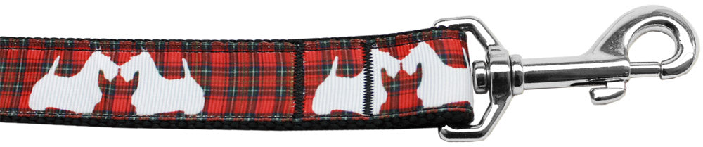 Red Plaid Scottie Pups Nylon Dog Leash 3/8 Inch Wide 4ft Long Default Title