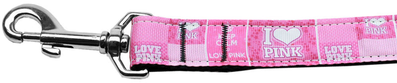 I Heart Pink Nylon Dog Leash 3-8 Inch Wide 4ft Long GreatEagleInc