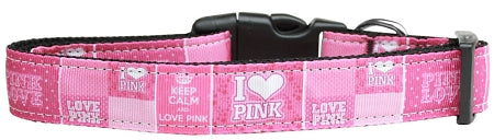 I Heart Pink Nylon Dog Collar Medium Narrow Default Title