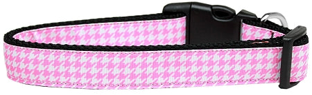 Pink Houndstooth Nylon Dog Collar Xs GreatEagleInc