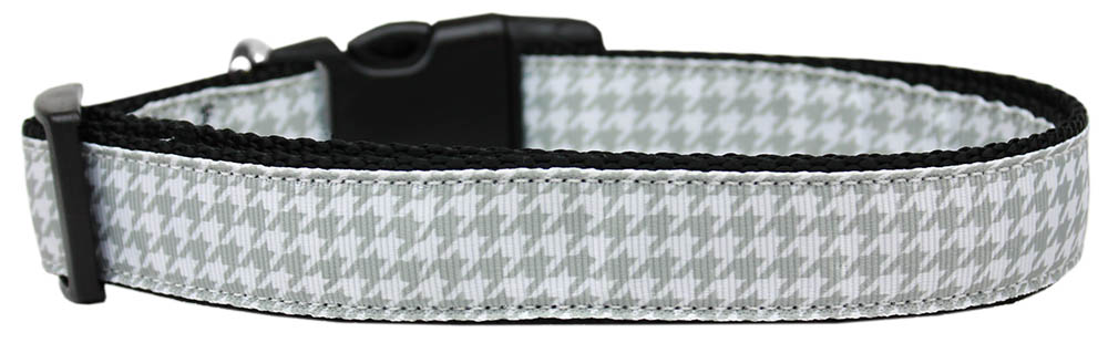 Grey Houndstooth Nylon Dog Collar Sm GreatEagleInc