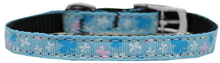 Butterfly Nylon Dog Collar With Classic Buckle 3-8" Blue Size 12 GreatEagleInc