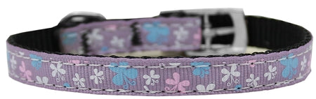 Butterfly Nylon Dog Collar With Classic Buckle 3-8" Lavender Size 12 GreatEagleInc
