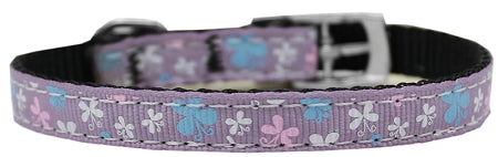 Butterfly Nylon Dog Collar With Classic Buckle 3/8" Lavender Size 8 Default Title