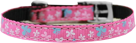 Butterfly Nylon Dog Collar With Classic Buckle 3-8" Pink Size 10 GreatEagleInc