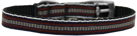 Preppy Stripes Nylon Dog Collar With Classic Buckles 3-8" Brown-khaki Size 10 GreatEagleInc