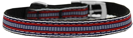 Preppy Stripes Nylon Dog Collar With Classic Buckles 3-8