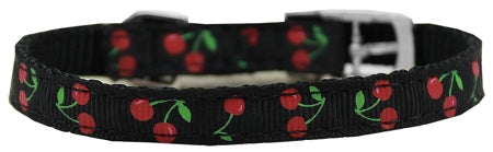 Cherries Nylon Dog Collar With Classic Buckle 3-8" Black Size 10 GreatEagleInc