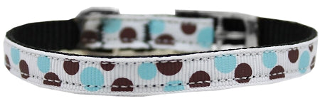 Confetti Dots Nylon Dog Collar With Classic Buckle 3-8" Baby Blue Size 10 GreatEagleInc