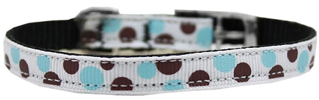 Confetti Dots Nylon Dog Collar With Classic Buckle 3/8" Baby Blue Size 12 Default Title