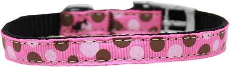 Confetti Dots Nylon Dog Collar With Classic Buckle 3/8" Bright Pink Size 14 Default Title