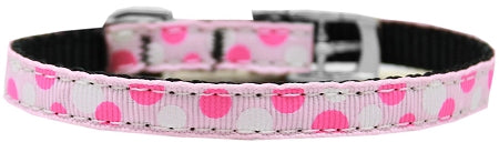 Confetti Dots Nylon Dog Collar With Classic Buckle 3/8" Light Pink Size 8 Default Title