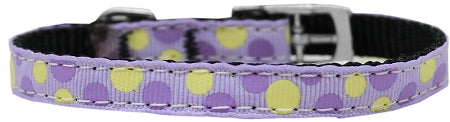 Confetti Dots Nylon Dog Collar With Classic Buckle 3-8" Lavender Size 10 GreatEagleInc