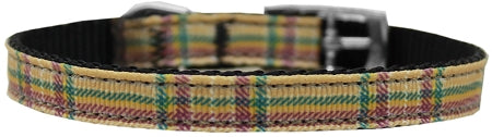 Plaid Nylon Dog Collar With Classic Buckle 3/8" Khaki Size 16 Default Title