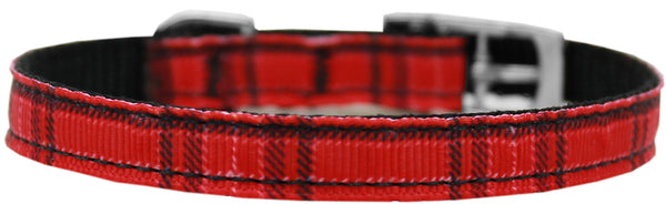Plaid Nylon Dog Collar With Classic Buckle 3-8" Red Size 14 GreatEagleInc