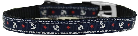 Anchors Nylon Dog Collar With Classic Buckle 3-8" Blue Size 10 GreatEagleInc