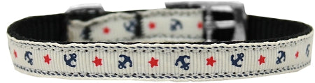 Anchors Nylon Dog Collar With Classic Buckle 3-8" White Size 10 GreatEagleInc