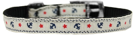 Anchors Nylon Dog Collar With Classic Buckle 3/8" White Size 16 Default Title