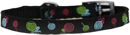 Lollipops Nylon Dog Collar With Classic Buckle 3-8" Black Size 10 GreatEagleInc