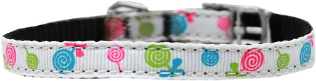 Lollipops Nylon Dog Collar With Classic Buckle 3/8" White Size 8 Default Title